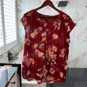 Daniel Rainn Red Floral Blouse